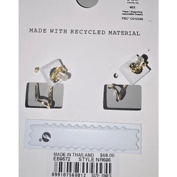 Madewell Double Huggie Hoop Pave Demi Fine Earrings Sterling Silver NWT - Picture 3 of 4